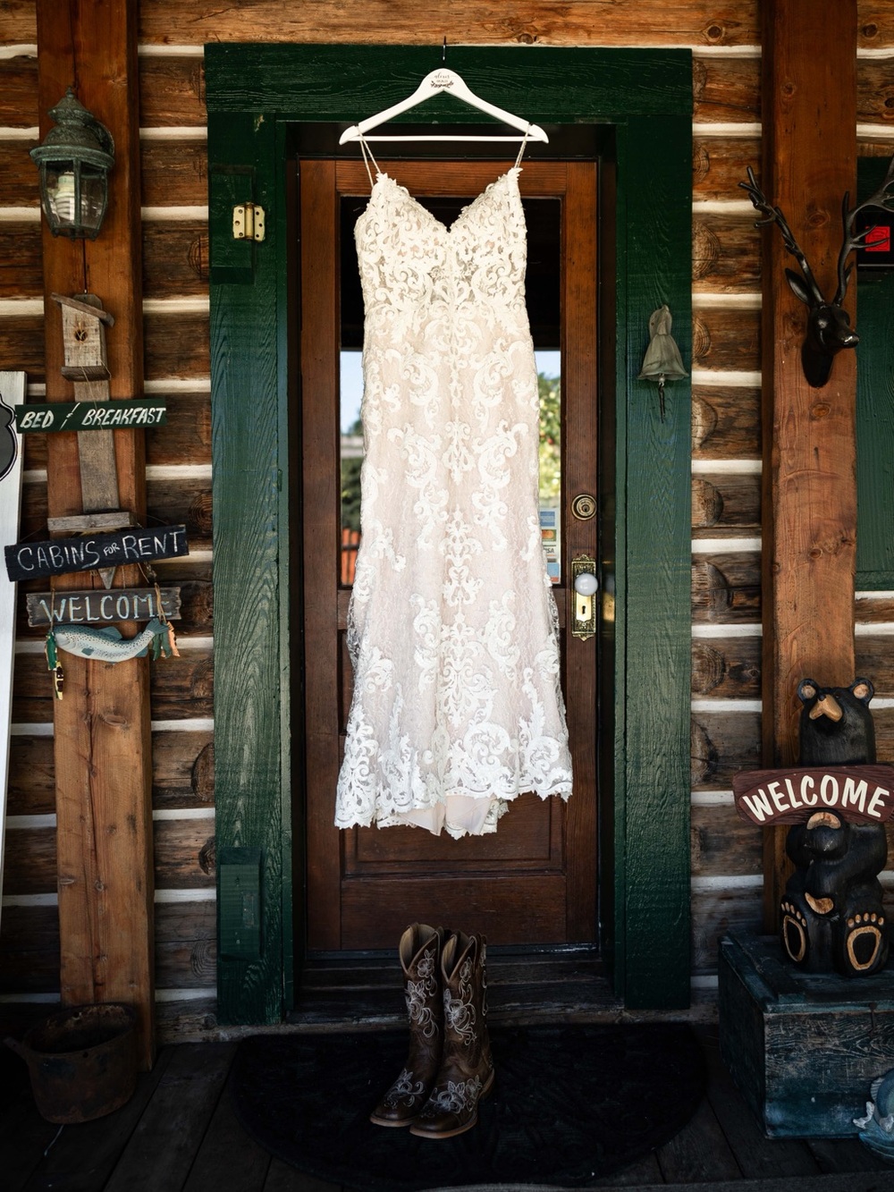 Lace Spaghetti-Strap Midi Wedding Dress in Ivory